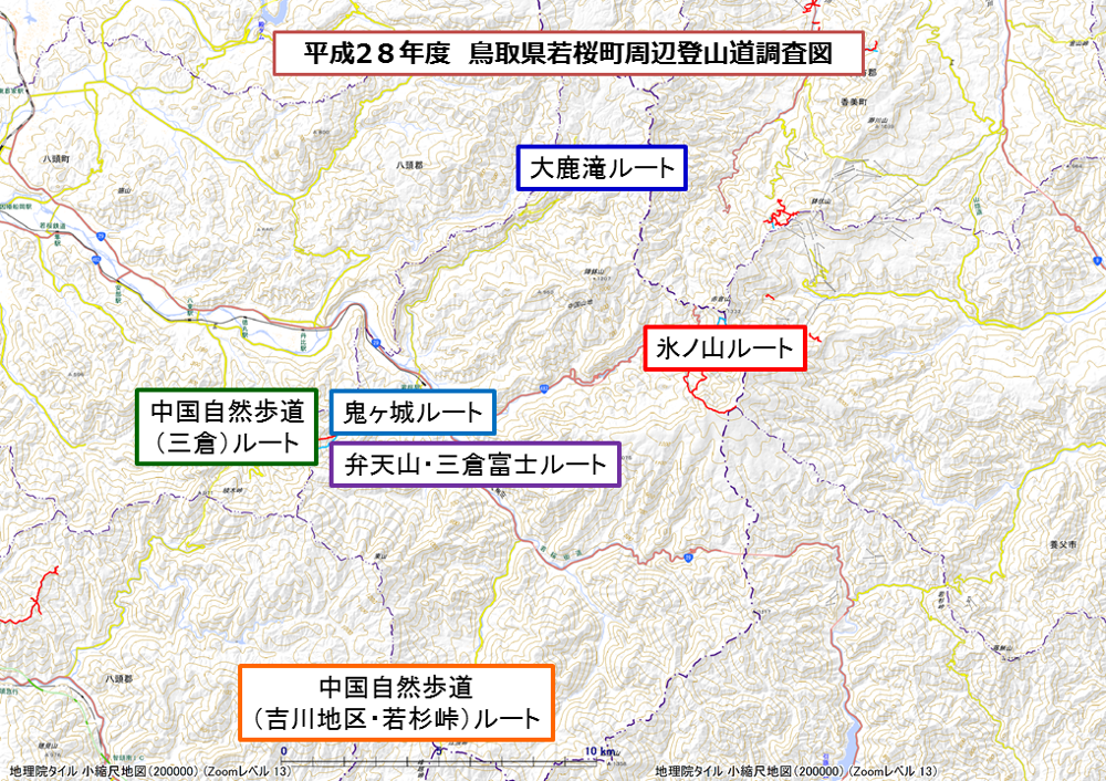 鳥取県若桜町周辺登山道調査図