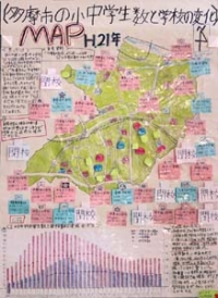 作品：多摩市の小中学生数と学校の変化MAP