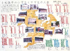 作品：小松島市の小学生と中学生の人数