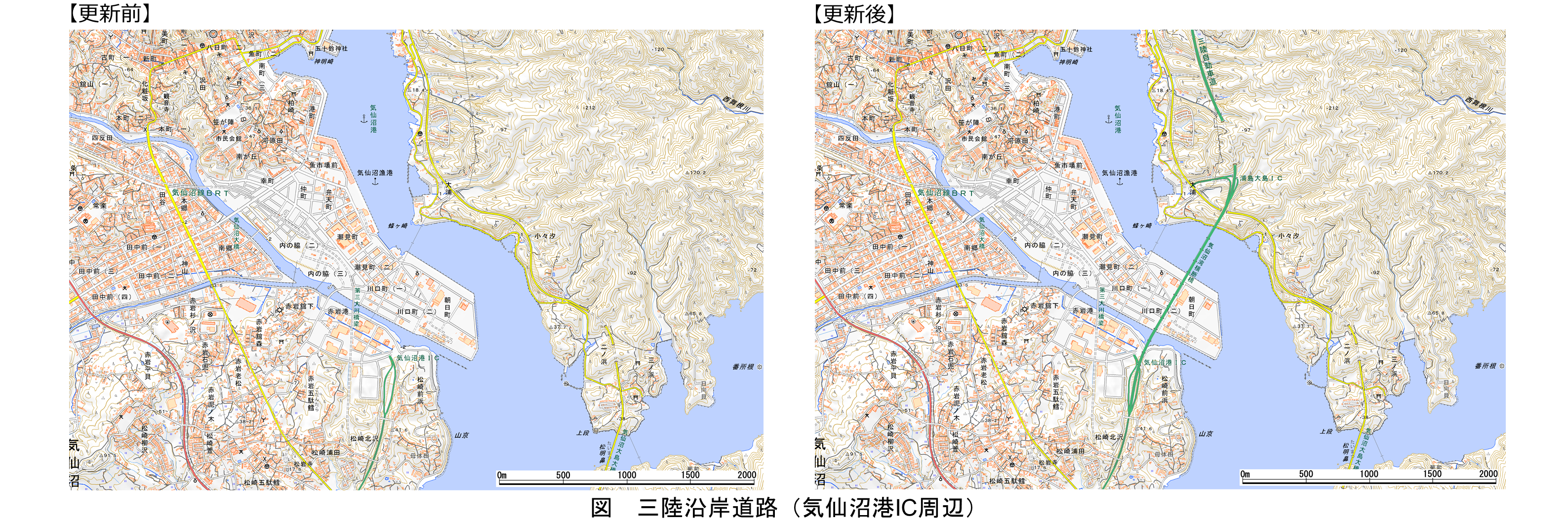 三陸沿岸道路（気仙沼港IC周辺）の地図画像
