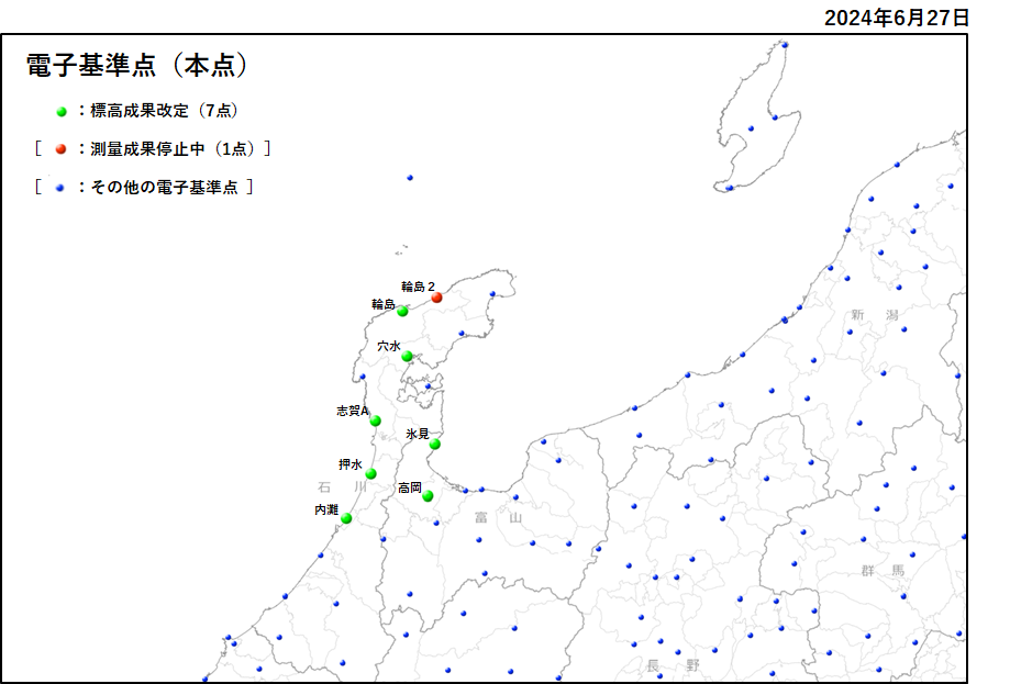 測量成果を停止している電子基準点（本点）　配置図